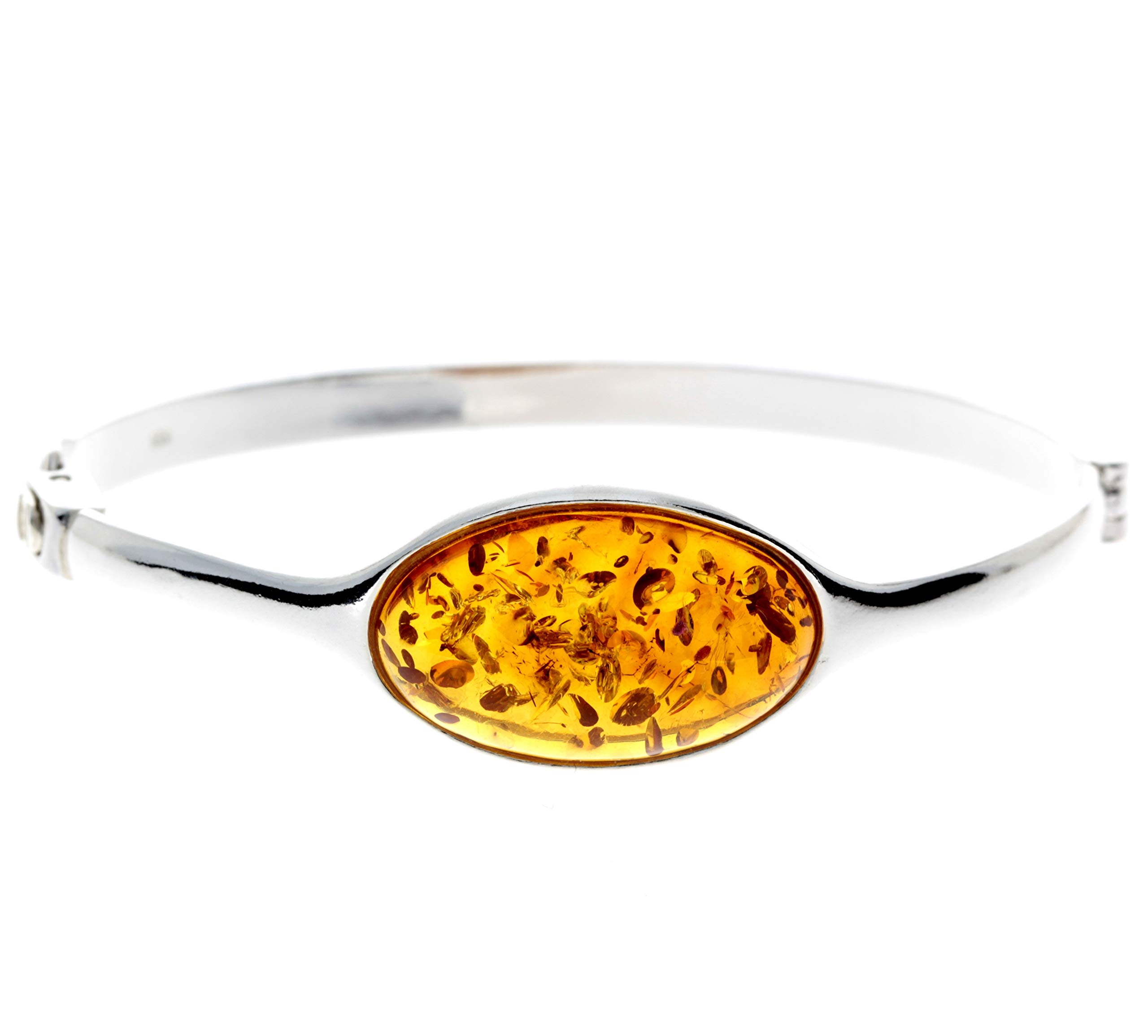 Beautiful Designer 925 Sterling Silver Bangle set with Cognac Baltic Amber - GL510 — image 1