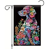 Welcome Spring Summer Golden Garden Flag 12x18 Double Sided Retriever Colorful Dog Garden Flag Floral Flower Garden Yard House Flags Outside Outdoor Summer Porch Lawn Decoration