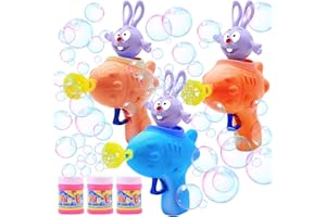 IGEEKID 3 Pack Easter Basket Stuffers Toys for Toddlers 3+ Year Old, Easter Bunny Bubble Guns Bubble Blower Toys for Kids Boys Girls,Easter Bubble Machines with Bubble Solution,Outdoor Easter Party Favor Gift