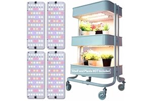 DOMMIA Grow Light, 50W Linkable Grow Lights for Indoor Plants Full Spectrum, Dimmable Plant Grow Light with 6/12/16H Timer, Under Shelf Grow Light for Seedling, Veg, Bloom
