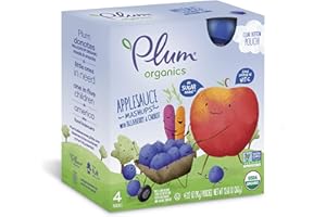 Plum Organics, Smoothie Mashups, Organic On-The-Go Squeeze Kids Snacks, Applesauce, Blueberry & Carrot, 3.17 Ounce Pouch (24 Total) Packaging May Vary