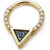 BodyBonita 16G Shell Septum Rings - 316L Surgical Steel Nose Rings Hoops Clicker CZ Septum Jewelry Nose Piercings Helix Tragus Rook Daith Earrings for Women Men Silver/Gold 8/10mm