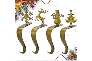 LINGYUN Christmas Stocking Holder for Mantle,4 Pack Christmas Stocking Hanger for Fireplace,Non-Slip Stocking Holders for Christmas Decorations for Fireplace, Shelf, Staircases(Bronze)