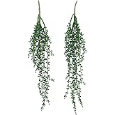 Meneco Artificial Hanging Succulent Plants – 2 Pack String of Pearls Plant Artificial Hanging Plants Unpotted Fake Plants for Bedroom Aesthetic (Large)
