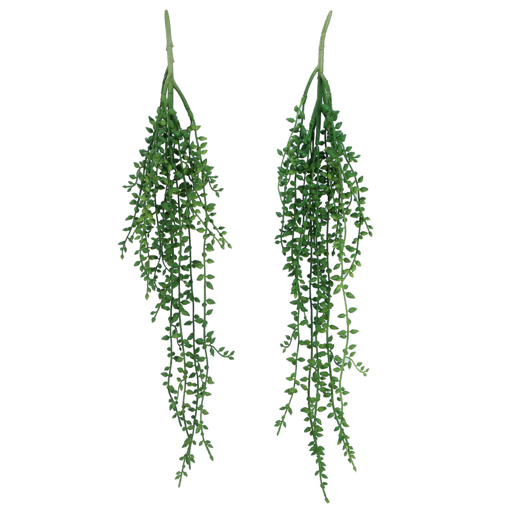 Meneco Artificial Hanging Plants 2-Pack Faux String of Pearls Plants Unpotted Fake Hanging Plants Succulent Decor (Large)