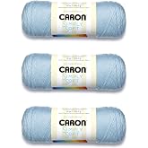 Caron Simply Soft Yarn for Crocheting &amp; Knitting, Soft Blue, 3-Pack | #4 Worsted Medium, Soft 100% Acrylic Yarn for Crochet, Knitting, Blankets and Crafts, 315 Yards, 170.1g/6oz per skein