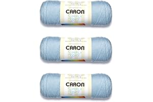 Caron Simply Soft Soft Blue Yarn - 3 Pack of 170g/6oz - Acrylic - 4 Medium (Worsted) - 315 Yards - Knitting/Crochet