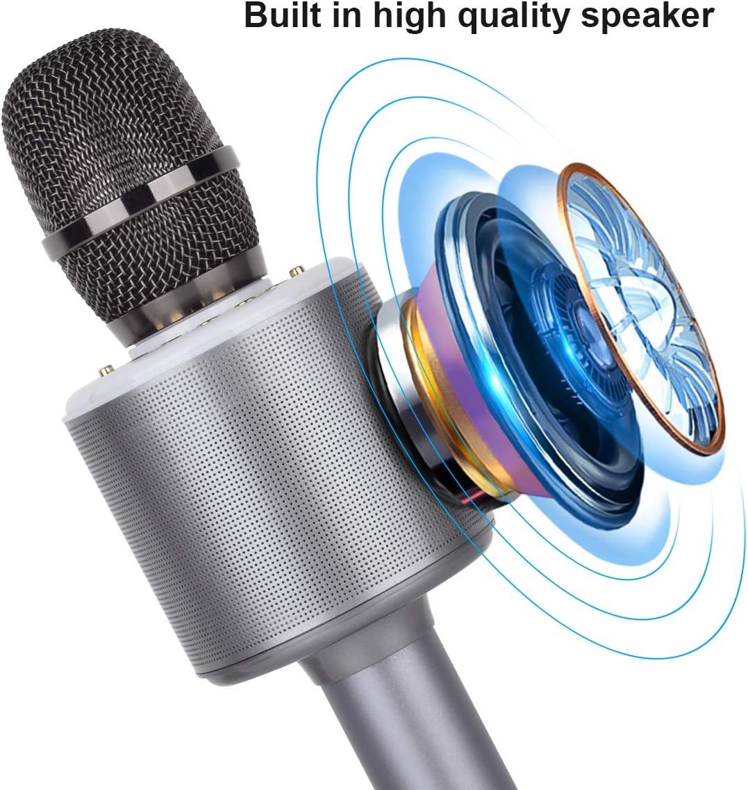 picK-me Microfono Wireless per Karaoke Grigio Microfono Senza Fili Macchina  per Altoparlanti Portatile Compatibile per Android/iPhone/PC/TV ecc Wireless  urban-earth.co.uk
