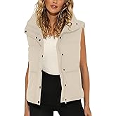 MIROL Women's Sleeveless Cropped Puffer Vest Zip Up Stand Collar Button Down Winter Crop Jackets Outwear Vest with Pockets