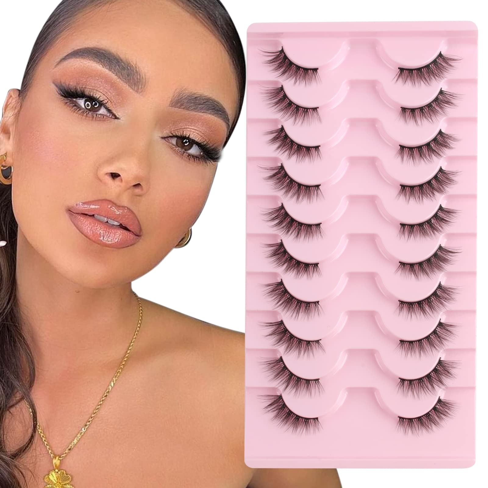 Parriparri Half Lashes Cat Eye Lashes Natural Look 10 Pairs Demi False Eyelashes 3D Fake Lashes Fluffy Wispy Volume Faux Mink Corner Eyelashes — image 1