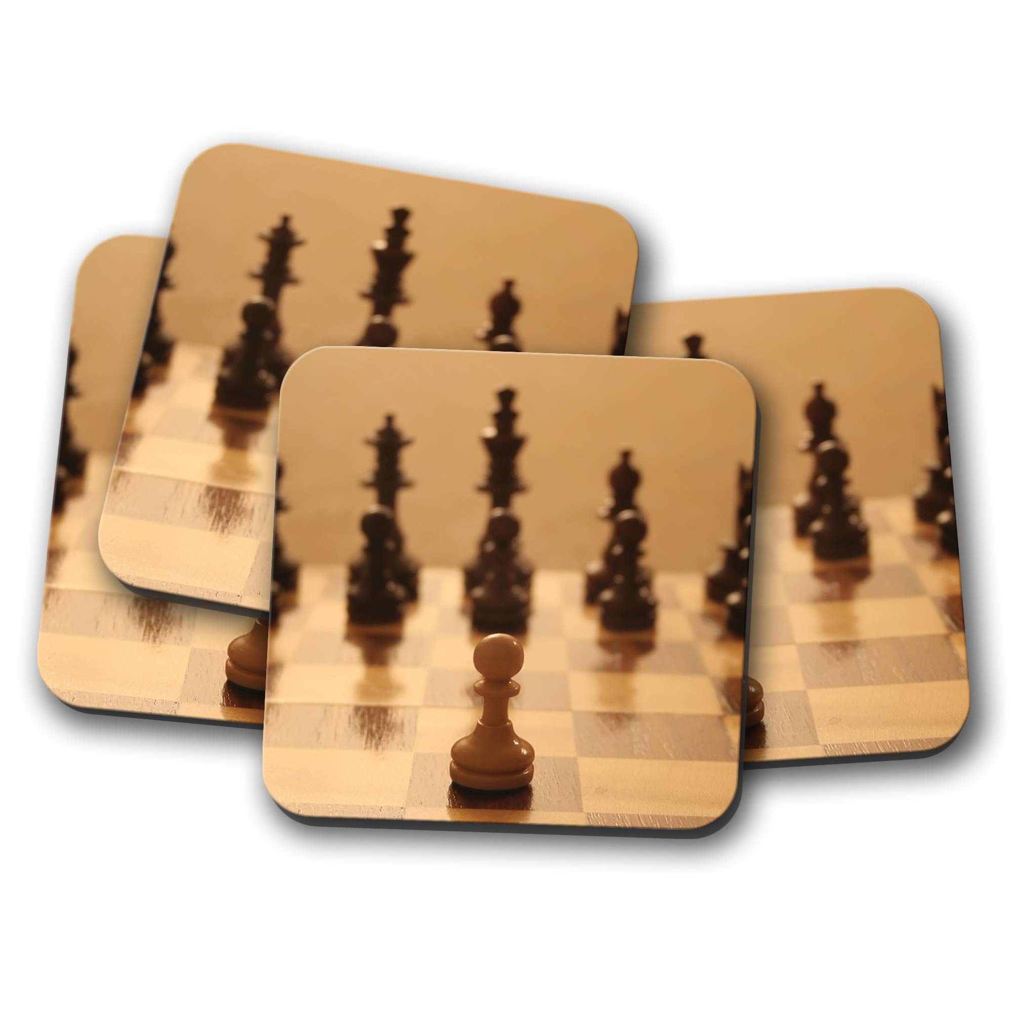 4 Set - Chess Set Coaster - Pawn Board Games Puzzle Fun Dad #8882