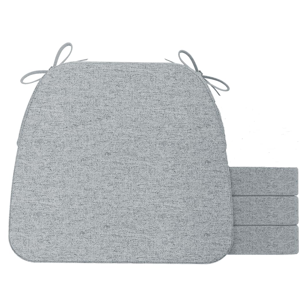 Photo 1 of ** PARTIAL SET ** AAAAAcessories D-Shaped Chair Cushions, 2" Thick Dining Chair Pads with Ties and Removable, Machine-Washable Cover, 17" x 16", Set of 4, Gray