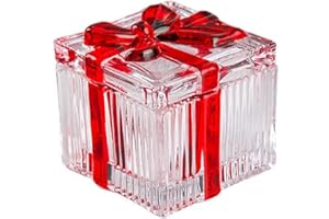 AUNMAS Candy Dish with Lid, Square Glass Jewelry Storage Box Decorative Trinket Container for Candy Wedding Party Home Decor 