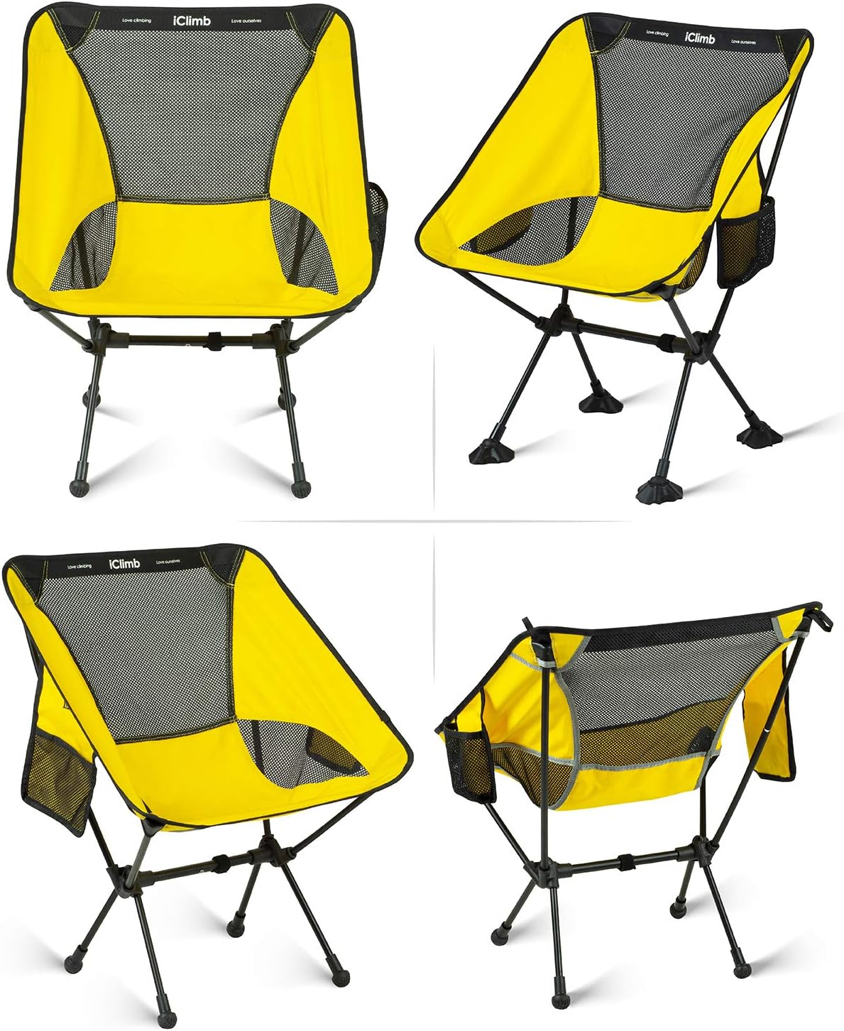 Black - Basic - 2 PC iClimb Ultralight Compact Camping Folding Beach