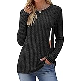 Yearntown Women Nursing Shirt Breastfeeding Long Sleeve Top Ribbed Thermal Sweater with Hidden Zipper Fall Winter Maternity(Black,Large)