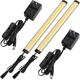 Lvyinyin Single Under Cabinet LED Light Bar 12", Curio Collection Bookshelf Display Accent Lighting, Low Profile, Electric Wired, 120 Volt Wall Plug in, On Off Switch, 2 Light Bars, Warm White