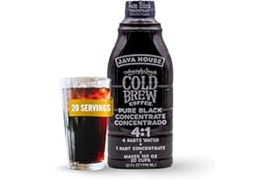 JAVA HOUSE Cold Brew Coffee, Colombian 4:1 Liquid Concentrate, 32 Ounce Bottle