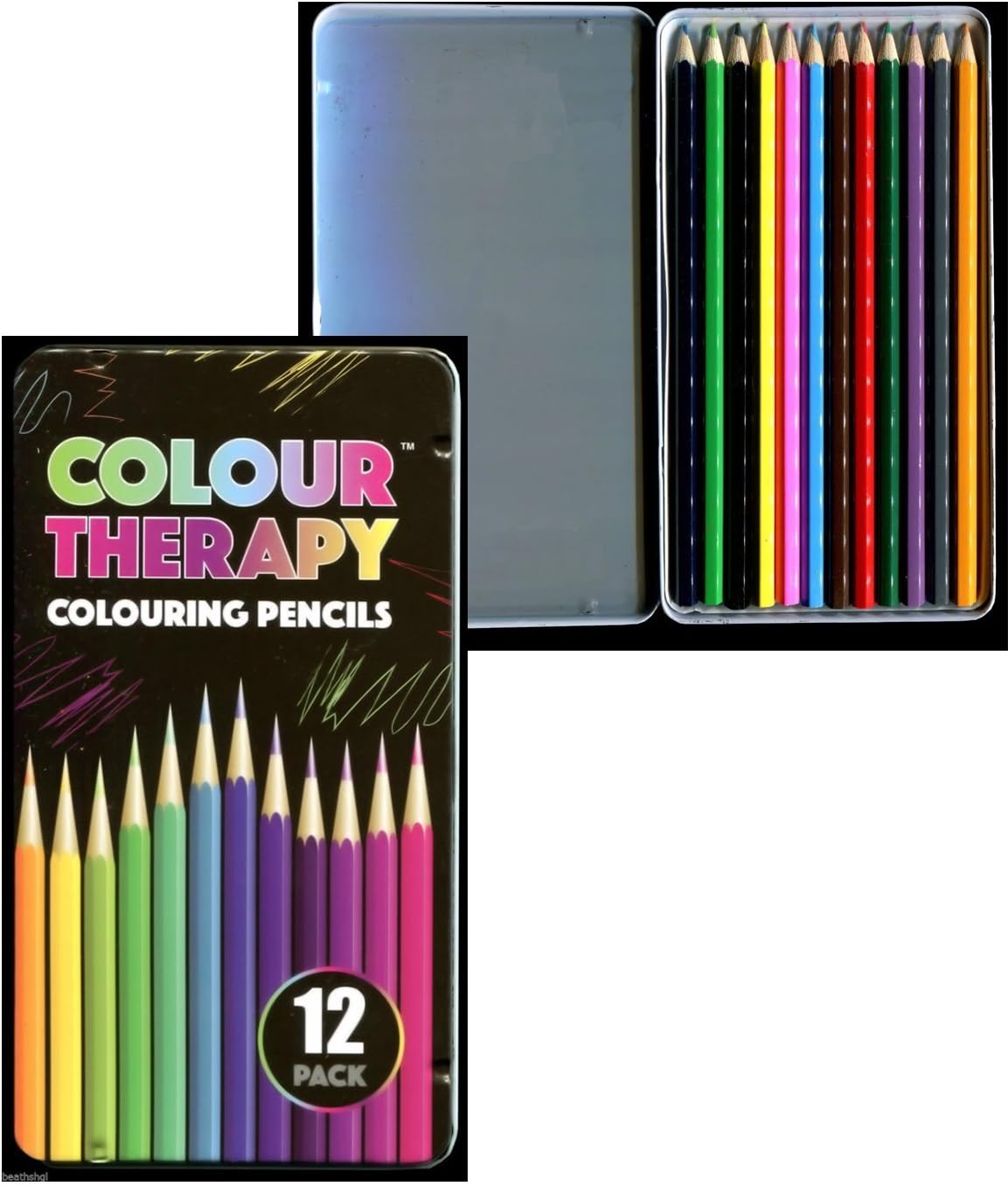 Colour Therapy 384042 Pencils | with Tin Box | Pack of 10 Color, Multicolor