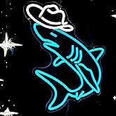 Cowboy Shark Neon Sign for Wall Decor Cowboy Kit Led Neon Light for Bar Wedding Birthday Home Party ,Art Decor Gifts for Boys Game Room,Powered by USB