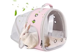 LAIRIES Back Expandable Backpack for Small Animals, Portable Travel Bag Breathable Pet Carrier Cages for Bunny, Guinea Pig, Bearded Dragon, Lizard, Rabbit, Squirrel, Tortoise, Kitten, Sugar Glider