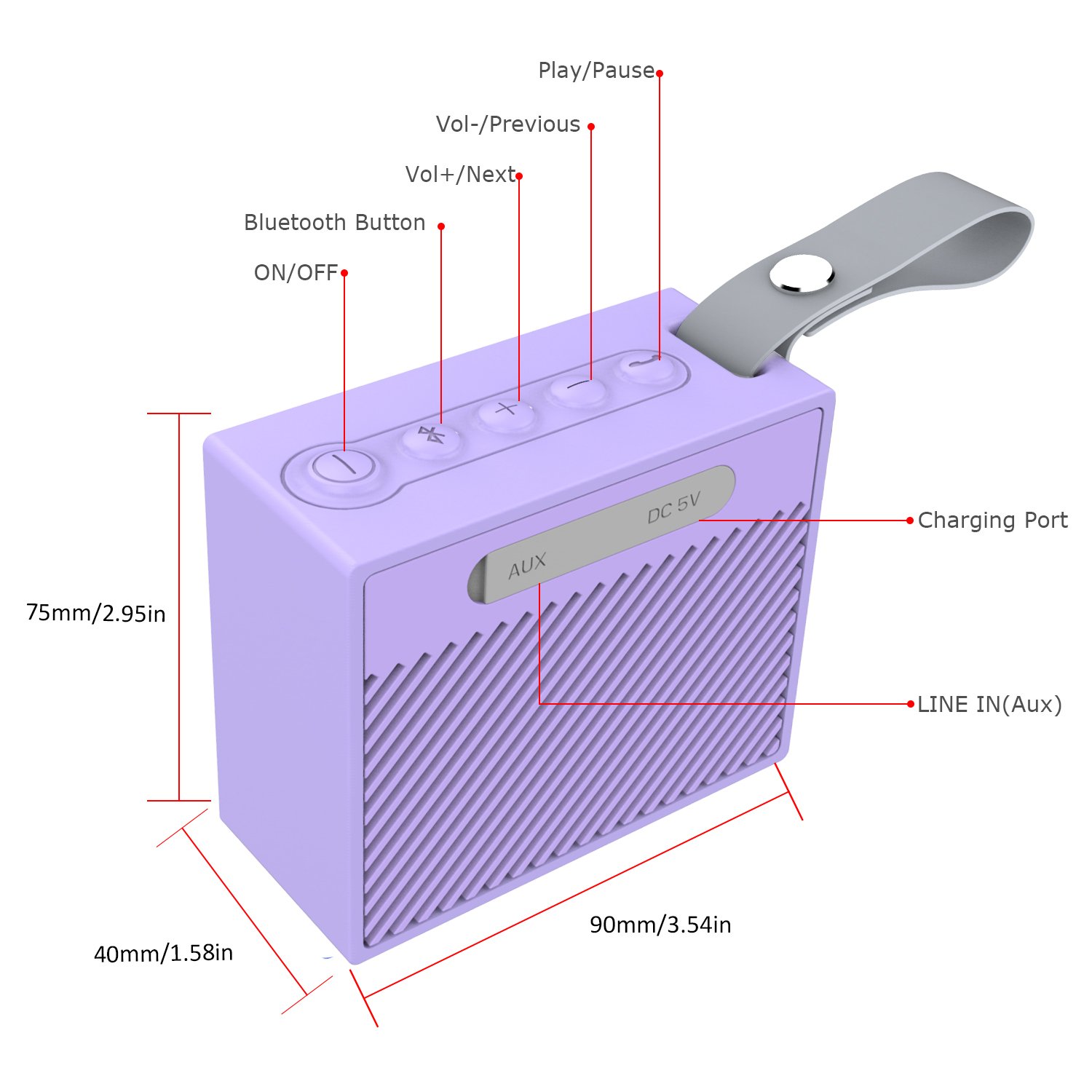 Ifecco Portable Wireless Speaker, Bluetooth 4.1 Waterproof Speaker with Built-In Mic Perfect Speaker for Outdoor, Beach, Shower & Home (taro purple)