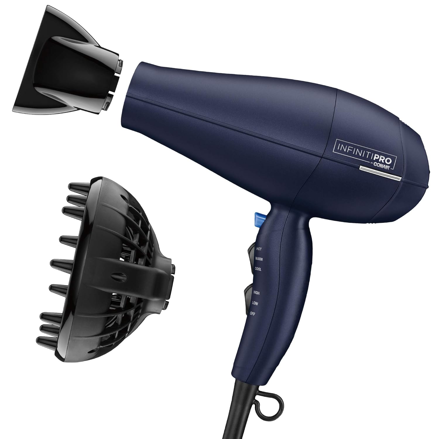 INFINITIPRO BY CONAIR 1875 Watt Texture Styling Hair Dryer for Natural Curls and Waves, Dark Blue, 1 Count: Beauty