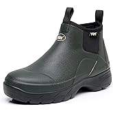 WTW Unisex Waterproof Insulated Rubber Boots - Slip On Ankle Rain Boots Garden Shoes for Men and Women Outdoor Work