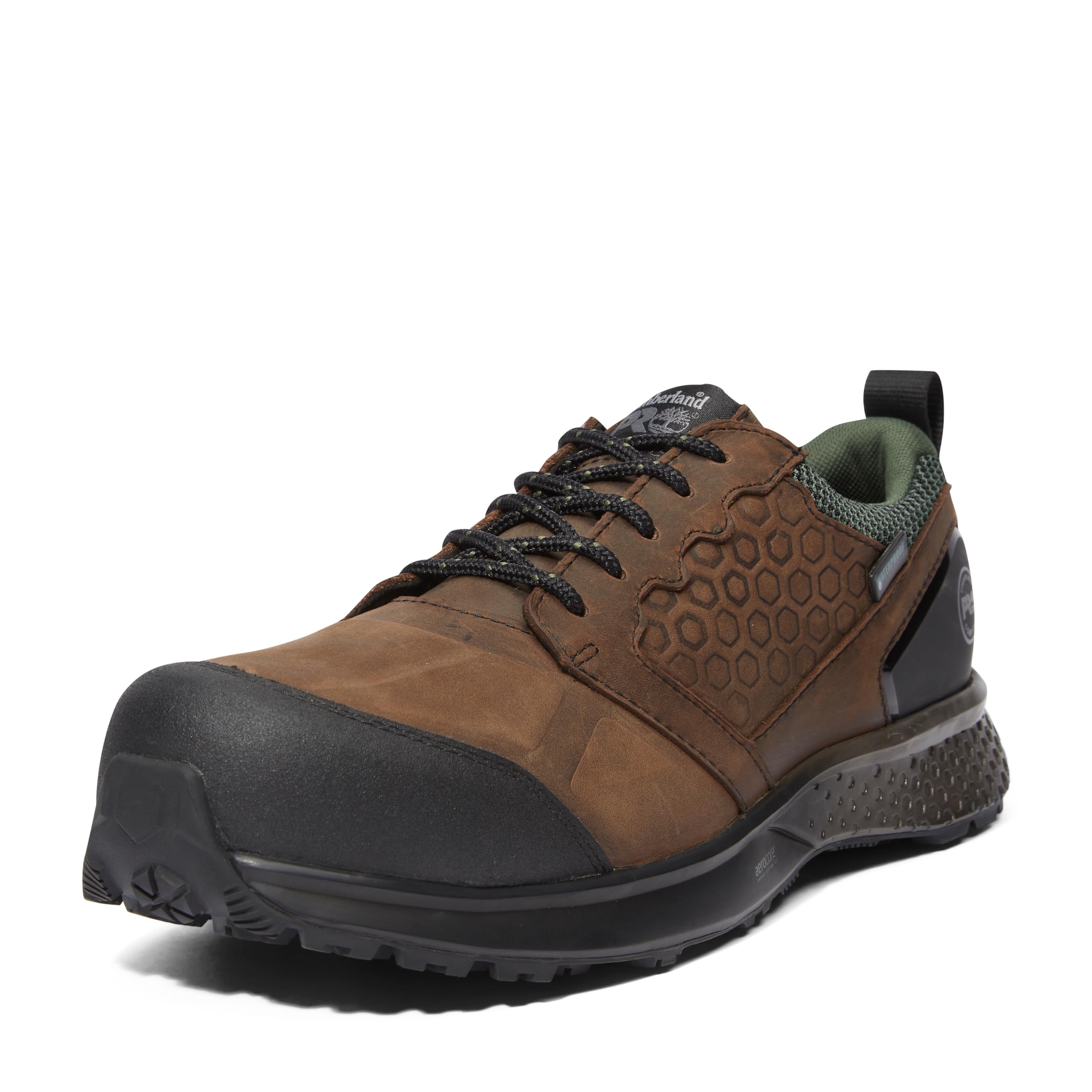 Timberland PRO Men’s Reaxion Composite Safety Toe Waterproof Industrial Hiker Work Boot, Brown/Green-2024 NEW, 8.5M