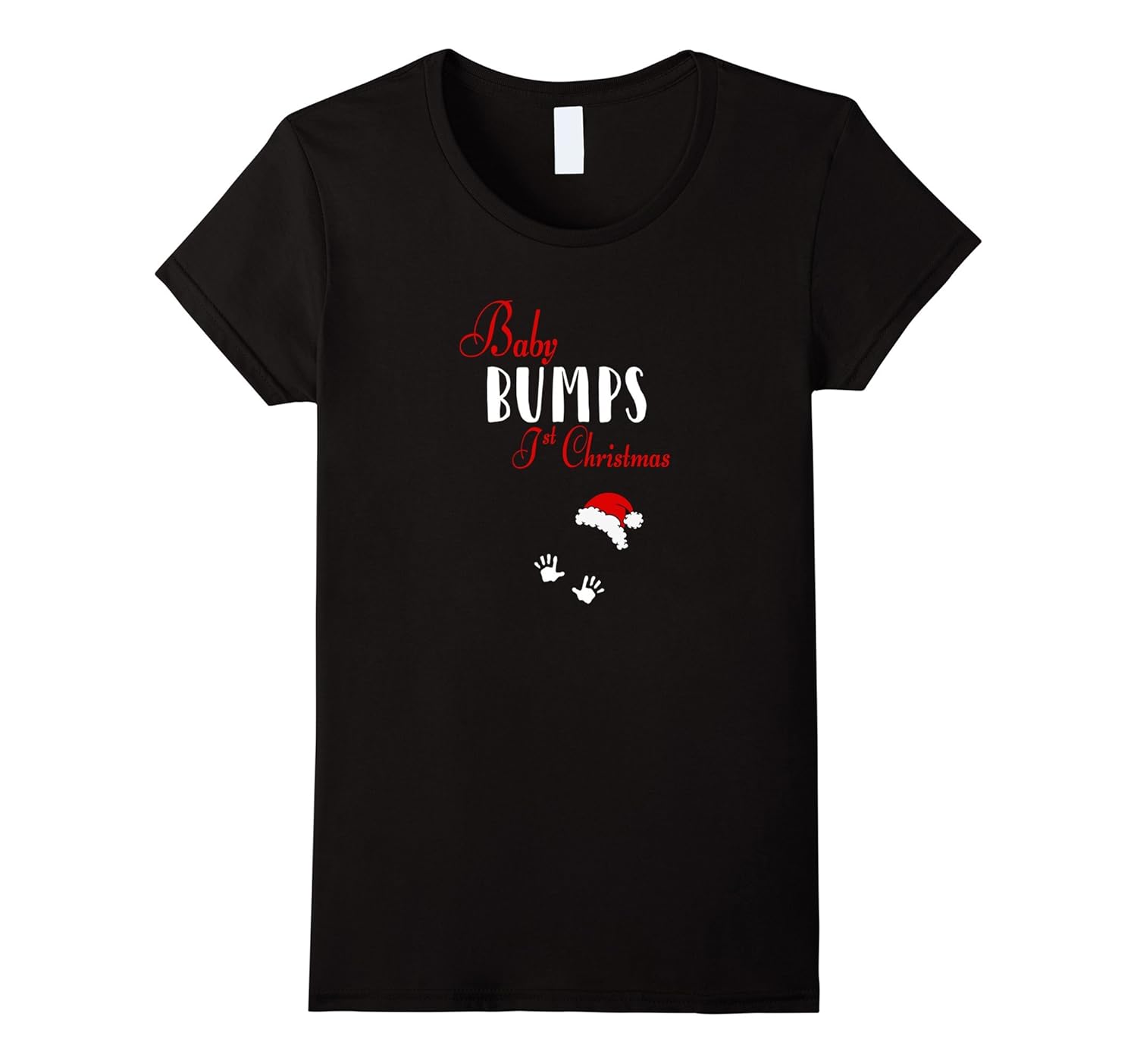 Womens Cute Baby Bumps 1st Christmas T-Shirt-ANZ