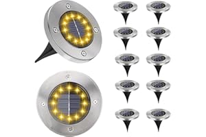 KelvinLux Solar Garden Lights Outdoor, 12 Packs Bright Solar Powered Ground Lights with Updated 12 LEDs, Waterproof Disk Warm Flat Lights for Garden Patio Yard Deck Lawn Walkway Landscape Decor