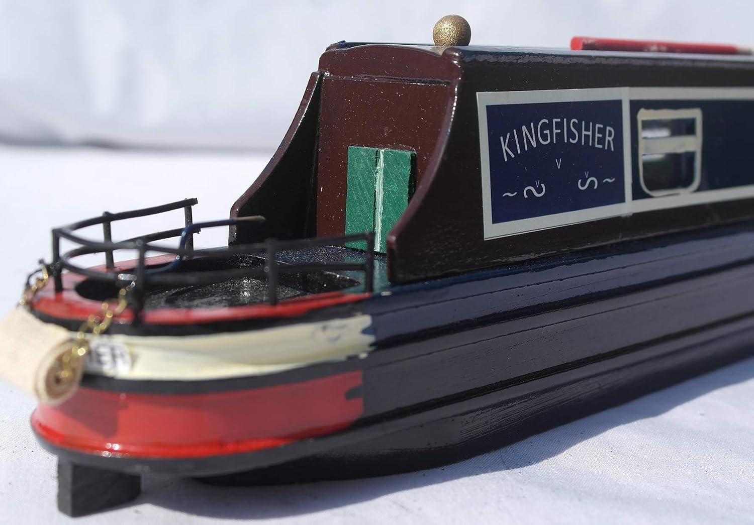 Detailed 20 cm Long Wooden Kingfisher Model Canal NARROWBOAT Barge Model, Various, 20cm (L) x 3.5cm (W) - Image 4