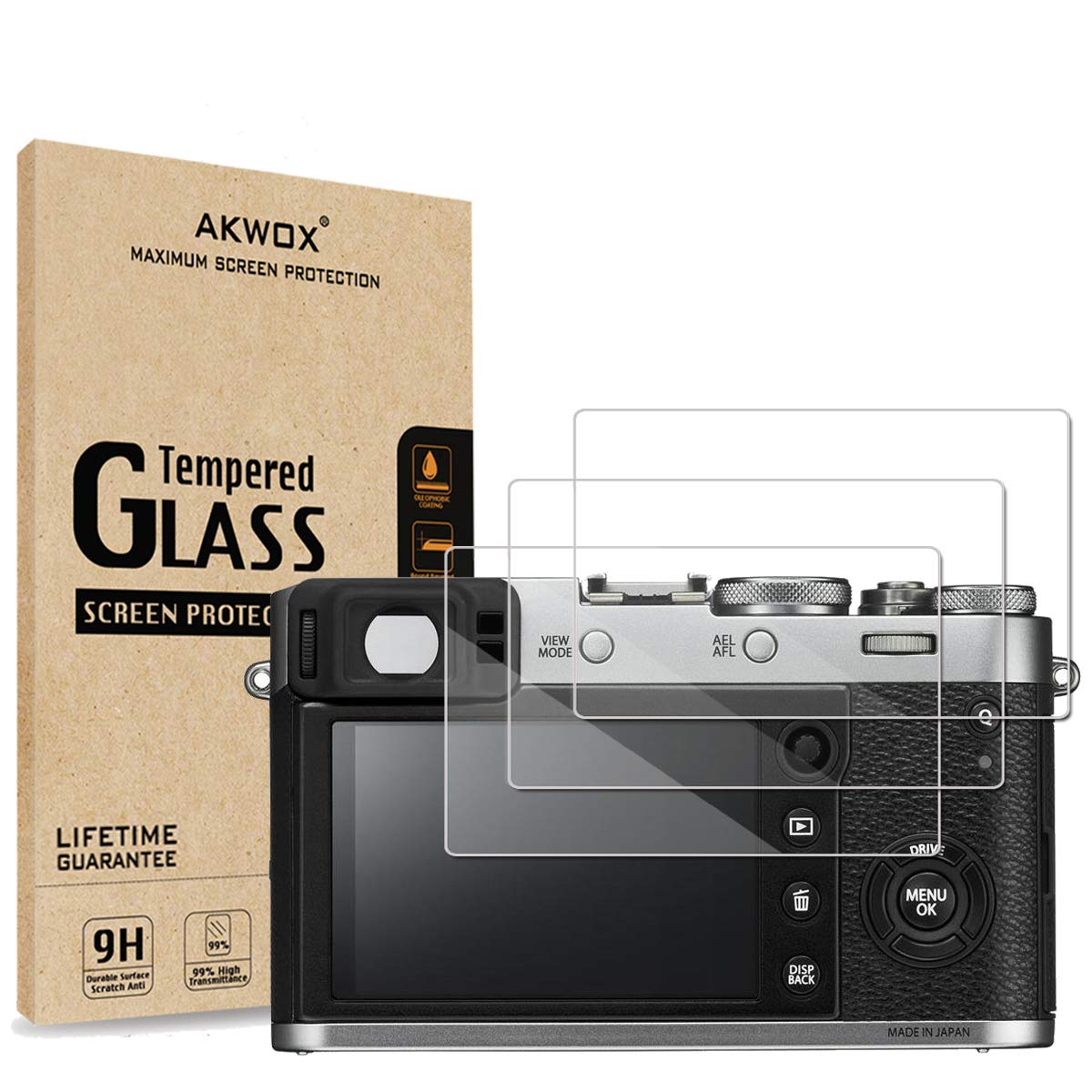 Photo 1 of [3-Pack] Tempered Glass Screen Protector for Fujifilm X100T X100F X-E2 X-E2S Camera, Akwox [0.3mm 2.5D High Definition] 9H LCD Protective Cover,Anti-Scratch, Bubble-Free
