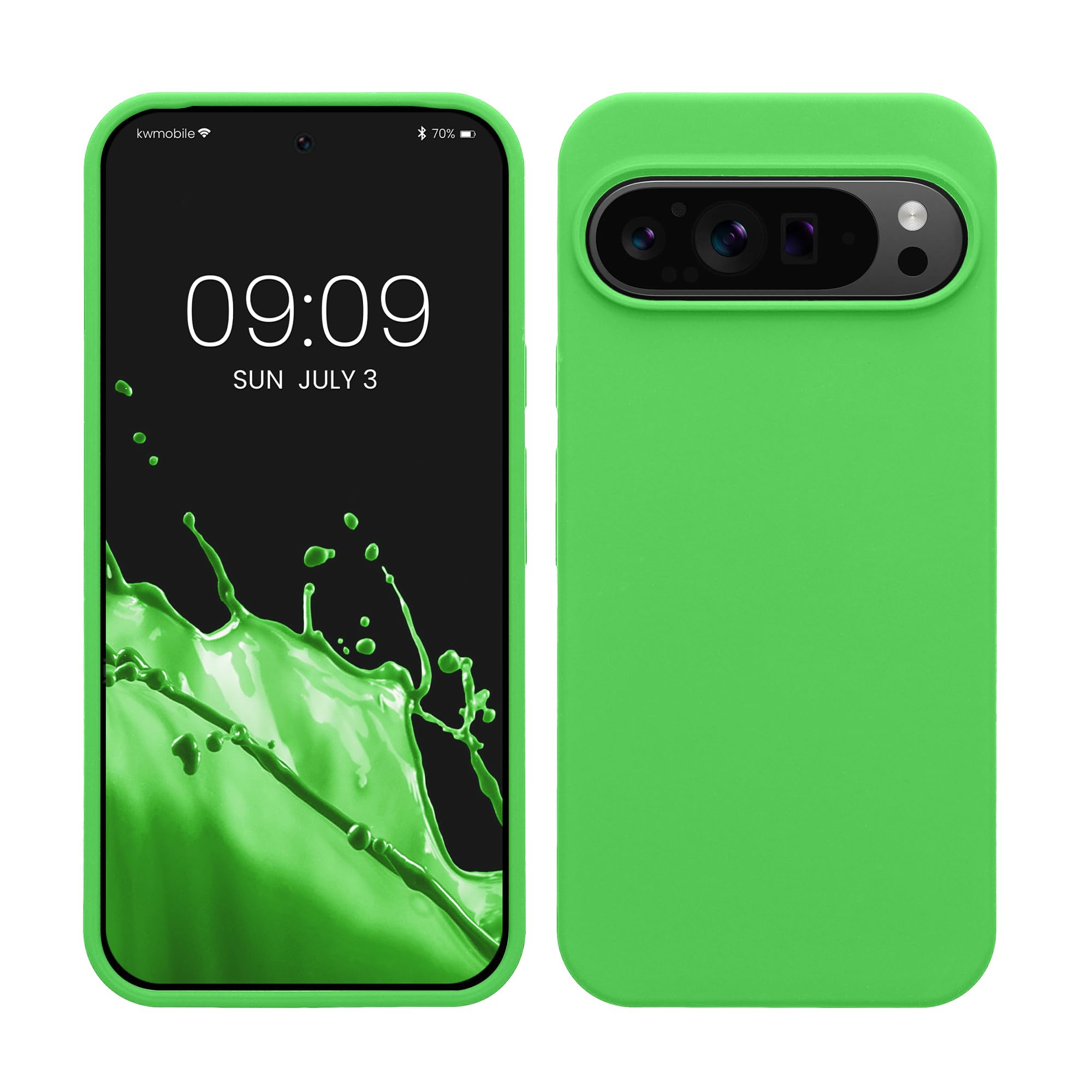 kwmobile Case Compatible with Google Pixel 9 Pro XL Case - TPU Silicone Phone Cover with Soft Finish - Lime Green
