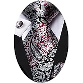 Hi-Tie Silk Paisley Ties for Men Necktie Pocket Square Cufflinks Set Foral Tie Sets Formal Business