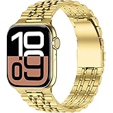 Anlinser Metal Bands Compatible with Apple Watch Band 49mm 46mm 45mm 44mm 42mm for Women Men, Stainless Steel Replacement Strap for iWatch Ultra 3/2/1 Series 11 10 9 8 7-1 SE (Gold)