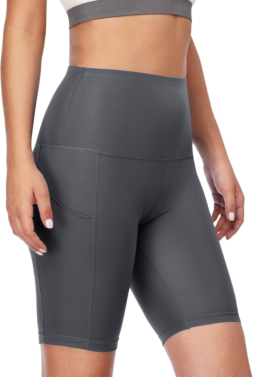 Cadmus Women's High Waist Workout Yoga Shorts Two Side Pocket: Clothing