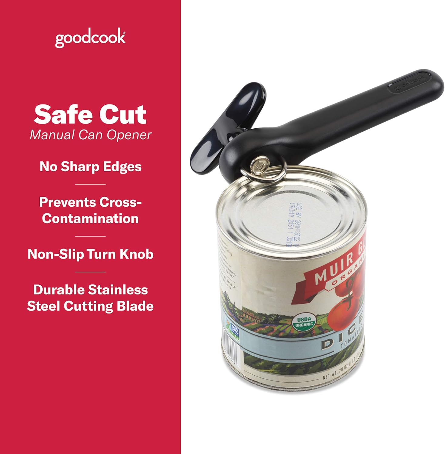 Good Cook Can Opener, Safe Cut Manual Can Opener, no Sharp Can Edges, Black: Kitchen & Dining