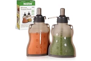 Haakaa Yummy Pouch Reusable Baby Food Pouch, Baby Food Storage Kids Squeezable Pouch, Washable Freezer - Make Homemade Organic Food for Babies/Toddlers, 4oz, 2 Pack,6m+