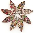 AKOAK 50 Pcs/Set Wood Buttons Maple Leaf Print Dazzle Color Decorative Buttons Clothing Hats and Scarves Accessories Buttons
