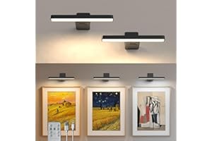 L LOHAS LED 9.4 in Black Picture Lights for Wall, 2 Pack Rechargeable LED Picture Light Battery Operated with Remote, Dimmabl