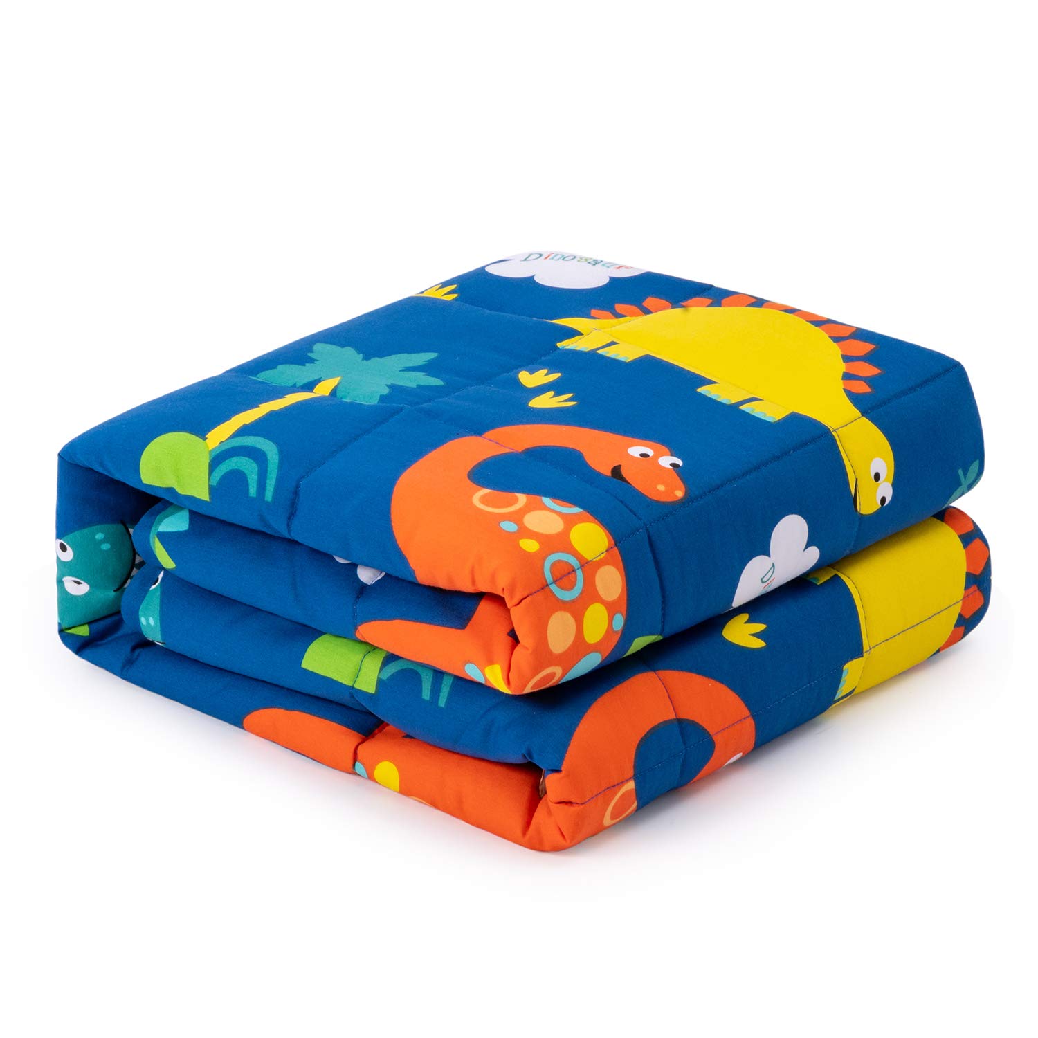 Anjee Kids Weighted Blanket 5lbs for Children with a Cotton Pillowcase, Breathable Cotton Fabric with Cute Dinosaurs Cartoon Pattern Help Better Sleep, 36 x 48 Inches, Navy Blue