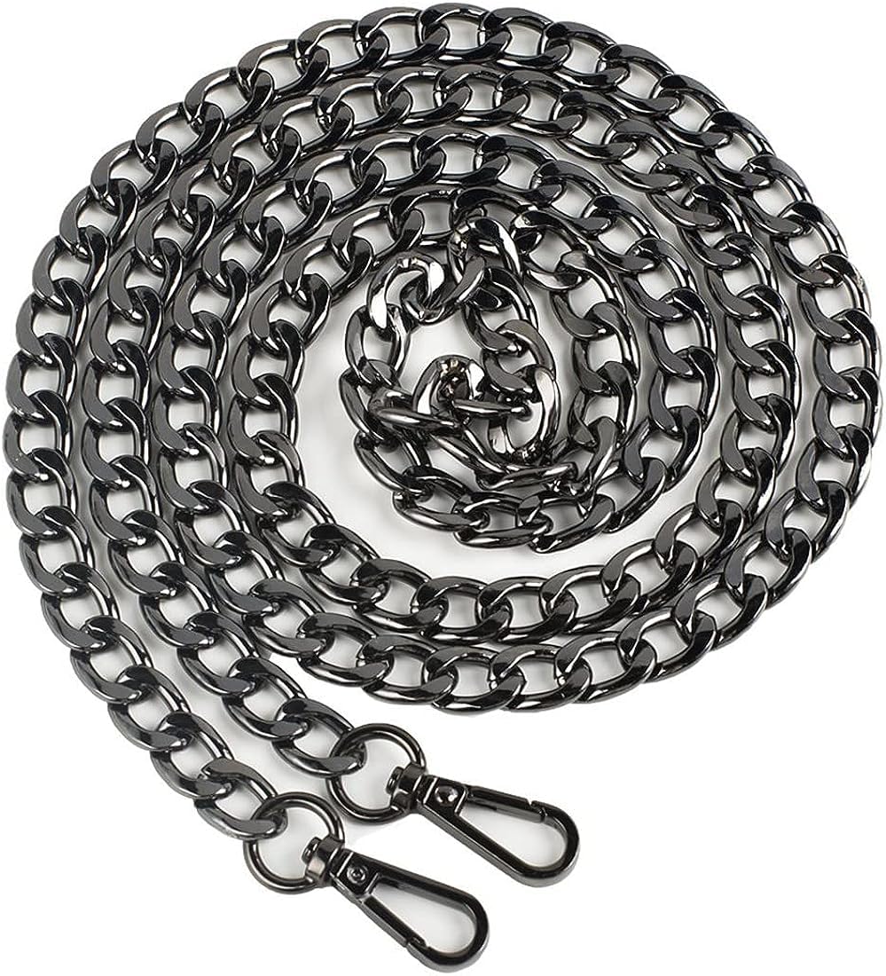 Metal Bag Chain, Purse Strap, Replacement Shoulder Strap, for Women DIY Crossbody Bag Making (Gun-Black, 120cm/47in Long)