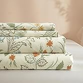 Twin XL Sheet Sets Cooling Sheets Twin XL Beige - Vintage Floral Bedding Sheets Set 3 Piece - Extra Deep Pocket Luxury Soft Sheets,Twin XL Bed Sheets Breathable,Boho Floral Sheets Wrinkle Free