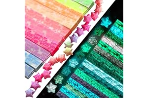 LOAENGEO Luminous star paper strips, origami strips (20 colors/600 sheets)