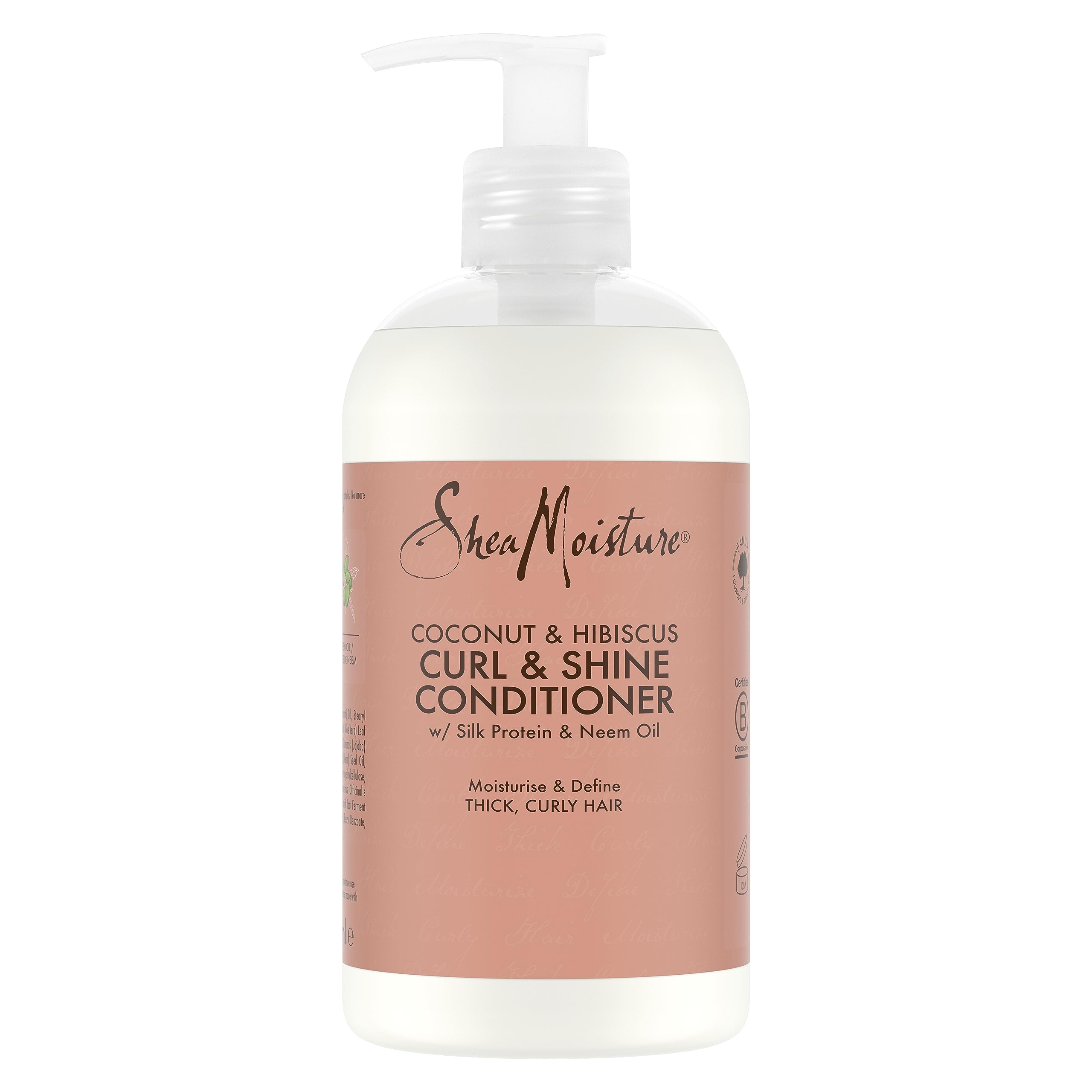 SheaMoisture Coconut & Hibiscus Curl & Shine Conditioner, no silicones or sulphates for thick, curly hair 379 ml