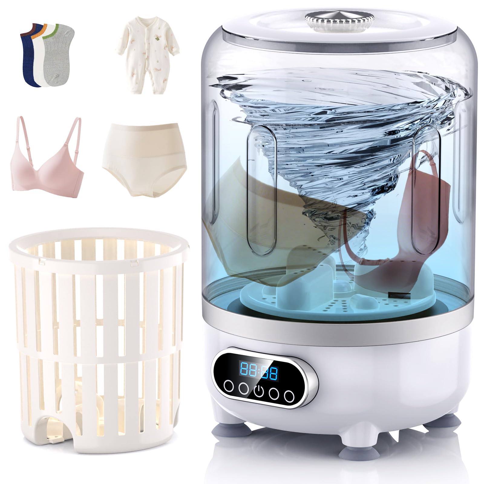 Photo 1 of Portable Washing Machine and dryer Underwear Washer,Upgraded Portable Mini Washing Machine,Rechargeable Cordless portable washer, Laundry Cup for Bra, Underwear, Socks (3Lwhite)