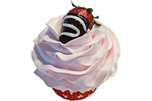 Dezicakes Fake Cupcake – Artificial Cakes for Display – Faux Cake Decorations for Home & Kitchen - Fake Food Desserts Valentine Sweetheart Cupcake