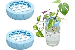Propagation Cap for Regular Mouth Mason Jars (Ice Blue, 2 Pack), Elastic Wavy Mesh Design, Hydroponic Cuttings Holder