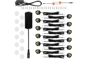 NEWCOMDIGI 12pcs Warm White Mini LED Spot Lights, 3000K Under Cabinet Lights, Mini Spotlights for Painting, Picture, Plants, Jewelry Showcase, Model Display, Shelves - Pushbutton Switches, U.S. Plugs