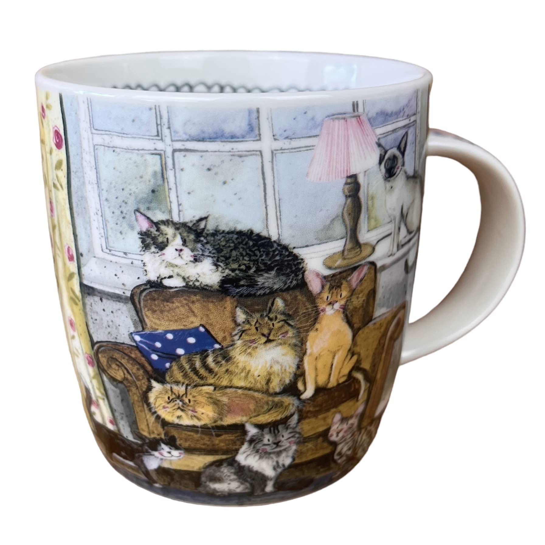 Alex Clark Cat House Mug - Original Artwork - Cup for Animal Lovers - Gift Ideas - Perfect for Coffee & Tea - Vegan Friendly - Designed in The UK...